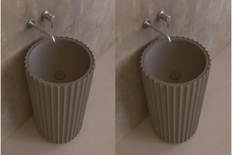 MONOSETTECENTO Умивальник підлоговий D44 висота 88 см з боковим зливом, Fango (SE44PFAN) зображення 2