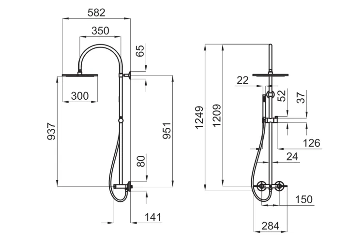 LIGNAGE, Душова система зі змішувачем, chrome (100238755)  зображення 2