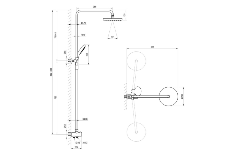 Душовий набір DS 090.00 (тримач рухомий, верхній душ, лійка, шланг), X07P232 зображення 4