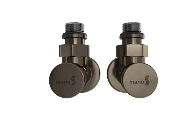 К-кт кутових круглих кранів для радіаторів 2 шт бронза зображення 2