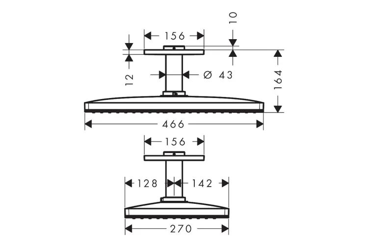 Верхній душ Axor 460х300 1jet з тримачем до стелі, Polished Black Chrome (35277330) зображення 2