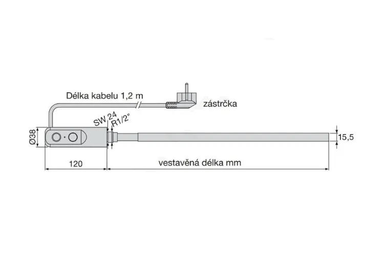 Електропатрон Zehnder DBM 300W для рушникосушки White (857461) зображення 2