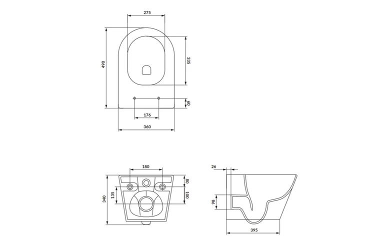СЕТ C950  Унітаз підвісний  MESTA PRO овальний tornado + сидіння дюропласт повільного падіння зображення 3