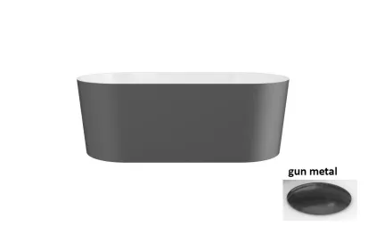 Ванна вільностояча LOVA 160х74 gun metal matt з сифоном клік-клак gun metal верхня очистка (зсередини біла глянц)