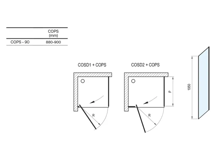 Нерухома стінка COOL! COPS-90 Хром Transparent, X9VV70A00Z1 зображення 2