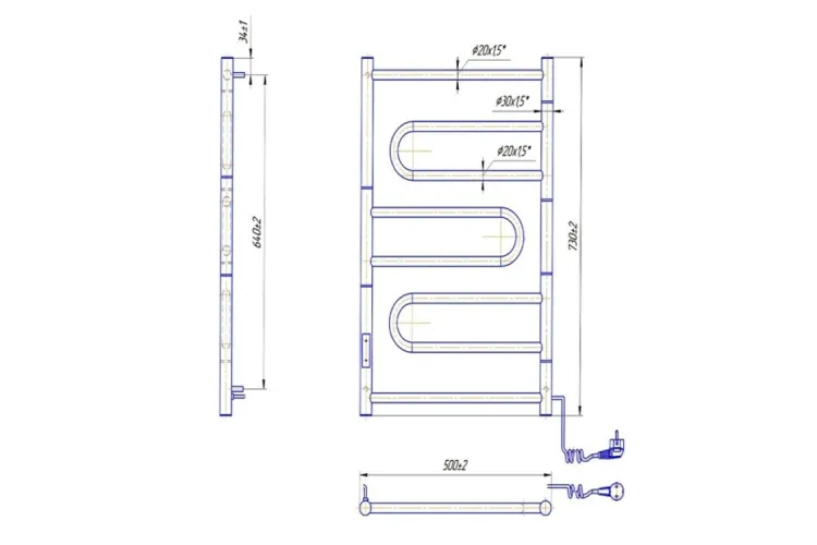 Рушникосушка Атлас 700х500/55 TR л/п зображення 3