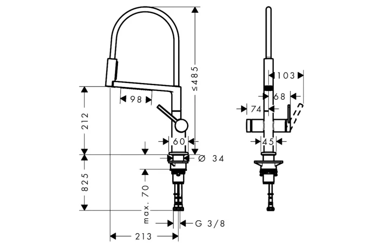 Змішувач Talis M54 PowderSpray 210 3jet Semi-Pro кухонний, Stainless Steel Finish (72861800) зображення 2