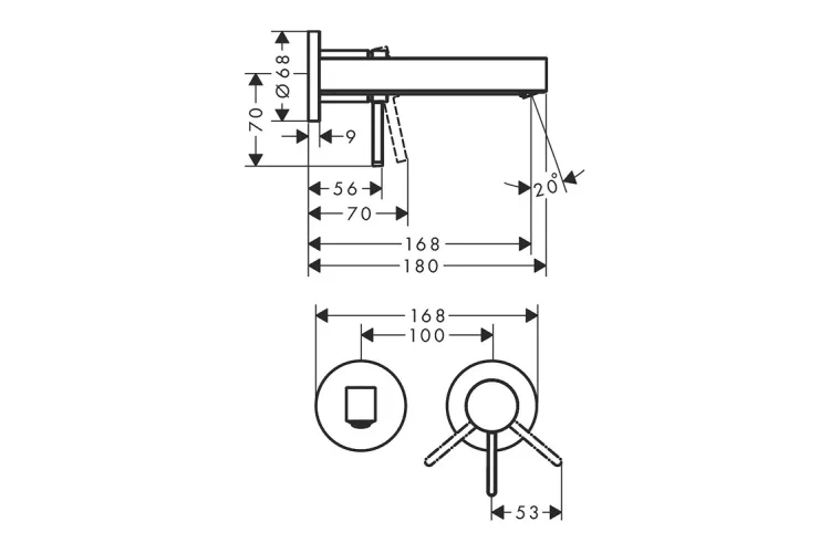 Змішувач Finoris 165 для умивальника зі стіни, Chrome (76051000) зображення 3