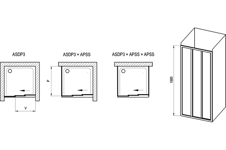 Душові двері ASDP 3-130 Transparent + чорний (00VJ03R2Z1) зображення 4