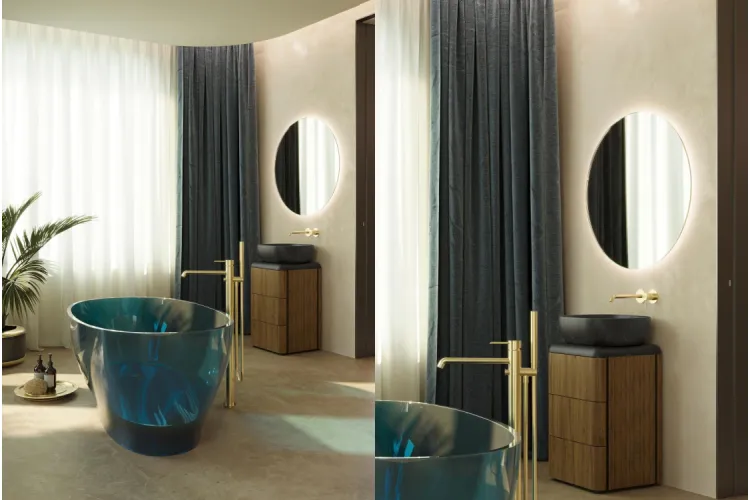 ROUND, Зовнішня частина вбудованого змішувача для умивальника, brushed brass (100368183) image 4