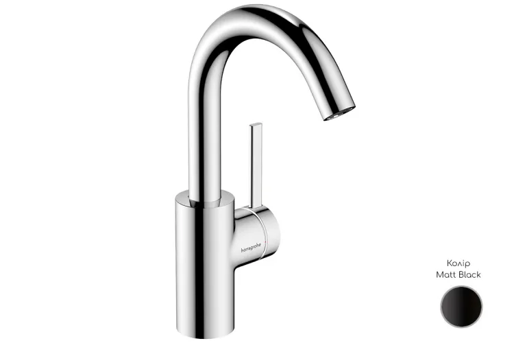 Змішувач Zesis S 210 для умивальника, рухомий носик, з донним клапаном pop-up, Matt Black (74740670) image 1