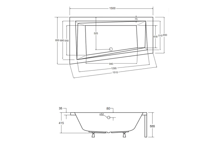 Ванна акрилова INTIMA 150x85 Ліва (соло) без ніг image 4