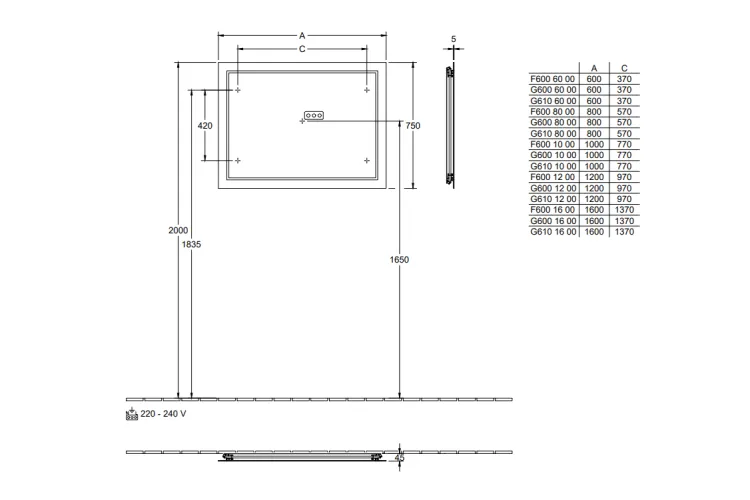 FINION Дзеркало 160х75х4,5 + LED підсвітка (G6001600) image 4