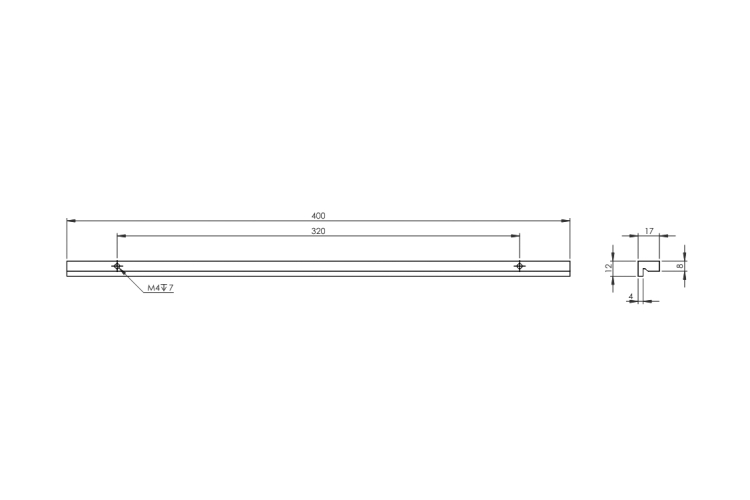 Ручка до серії Kwadro Plus 40 см, хром L-400/R-320, 168368 image 4
