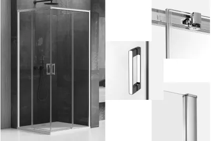 Душова кабіна квадратна PRIME 100x100x200 скло clear ACTIVE SHIELD 6мм