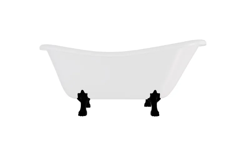 Ванна акрилова OTYLIA ретро 160х77 з 2 отворами (злив і перелив), з ногами чорними, без сифона image 1