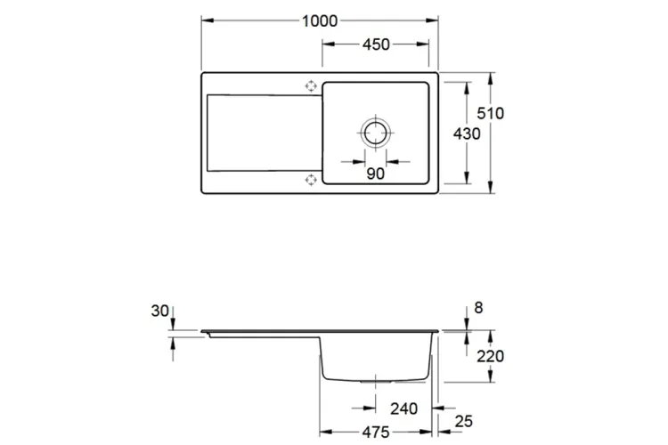 SILUET 60 Кухонна мийка 100x51x22 см оборотна без отвору під змішувач, pop-up system (333602R1) White Alpine CeramicPlus зображення 3