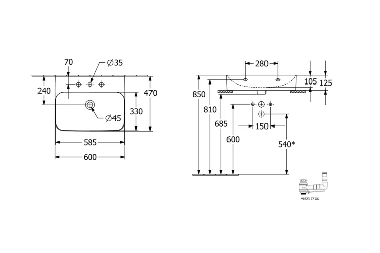 FINION Умивальник меблевий 60x47 см без переливу  (41686LR1) image 5