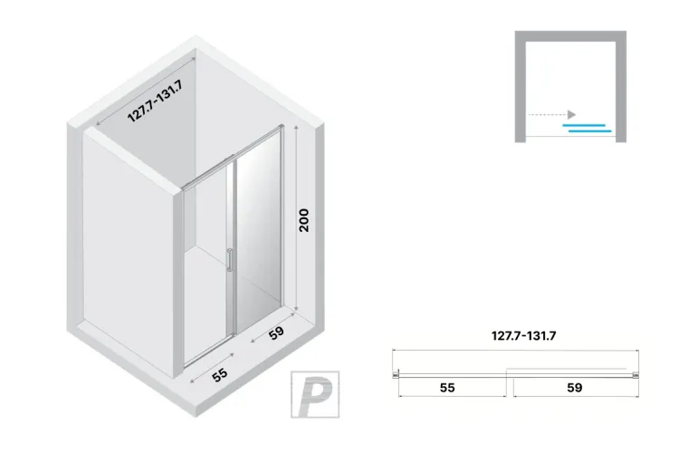 Двері для душу PRIME WHITE 130x200x200, прозоре скло ACTIVE SHIELD 6мм зображення 3
