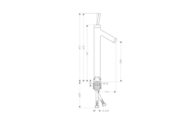 Змішувач Axor Starck 250 Pin для умивальника, Stainless Steel Optic 10129800 зображення 2