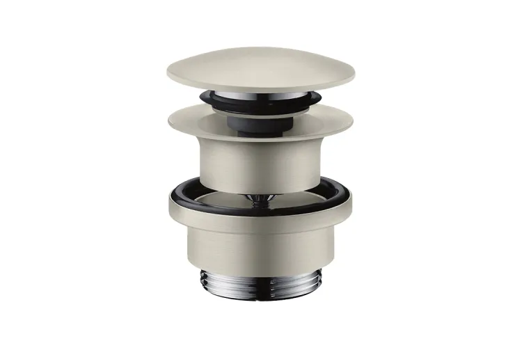 Донний клапан для умивальників з переливом AXOR push-open, Stainless Steel Optic (51300800) зображення 1