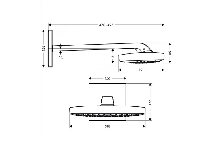 Верхній душ Raindance Select E 300 3jet з тримачем, хром/білий (26468400) image 3