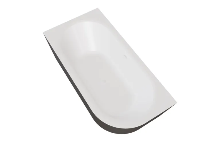 Ванна акрилова кутова AVITA A-LINE B&W MATT 170х75 ліва з білим сифоном McAlpine з наповненням через перелив зображення 2