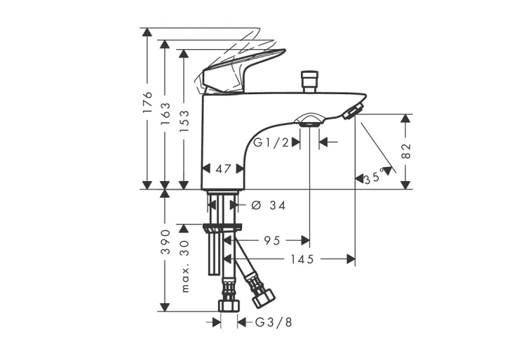 Змішувач Logis врізний на край ванни 1 отвір Monotrou 2 Flow, Chrome (71315000) image 2