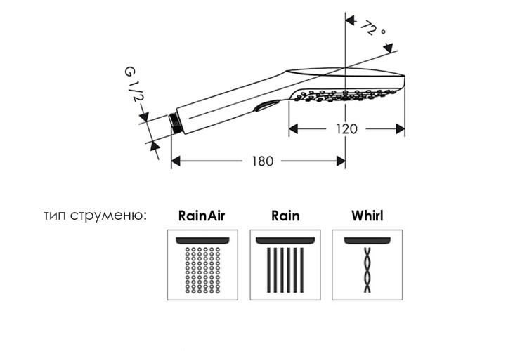 Ручний душ  Raindance Select  E 120 3jet (26520000) зображення 2