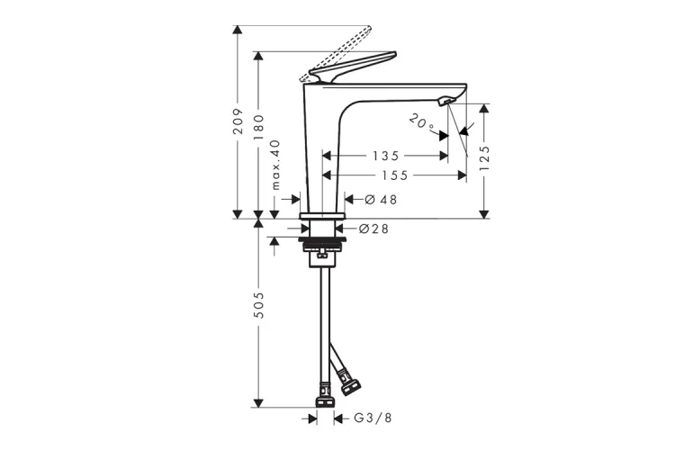 Змішувач Axor Citterio C 125 Cubic cut CoolStart для умивальника, Chrome (49041000) image 2