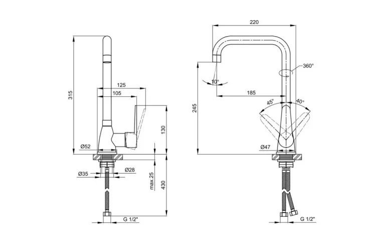 Змішувач Nicole 014F1 для кухні, Chrome image 3