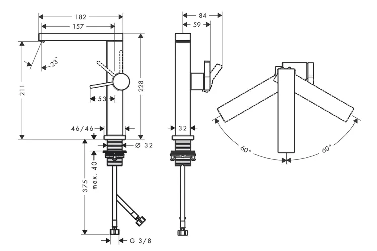 Змішувач Tecturis E 210 Fine CoolStart EcoSmart+ push-open для умивальника з поворотним виливом, Brushed Black Chrome (73060340) зображення 2
