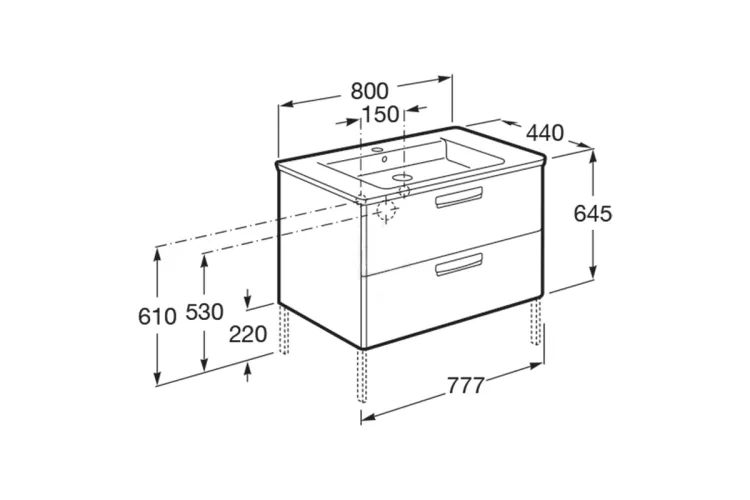 Тумба Gap + УМИВАЛЬНИК 80 см, 2 шухляди, білий глянець (A855998806) image 4