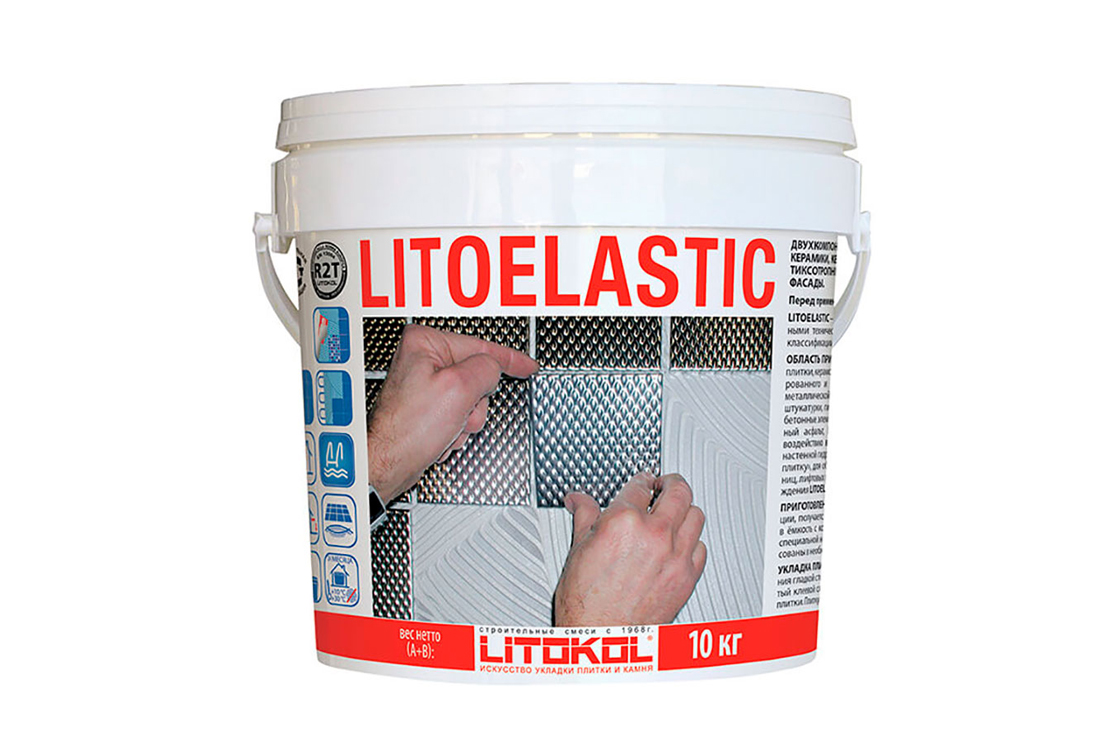 Купить клей литокол. Реактивный двухкомпонентный клей Litokol LITOELASTIC EVO, 5 кг.